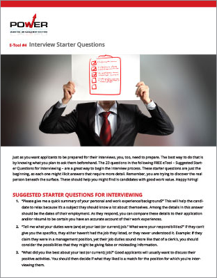 E-Tool 4: Suggested Starter Questions for Interviewing
