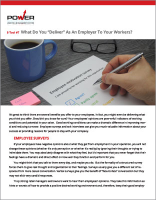 E-Tool 7: What Do You “Deliver” As An Employer To Your Workers?